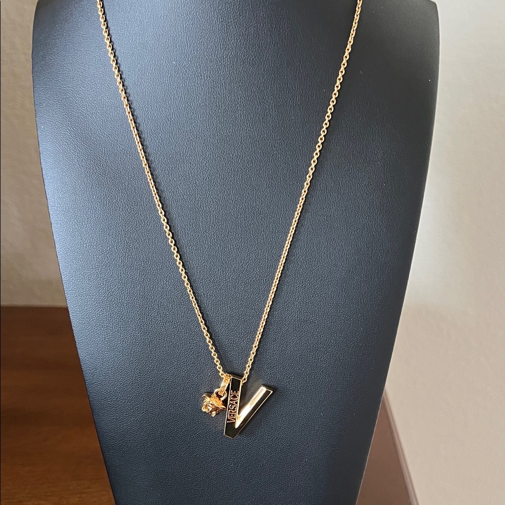 Versace V And Medusa Goldtone Necklace